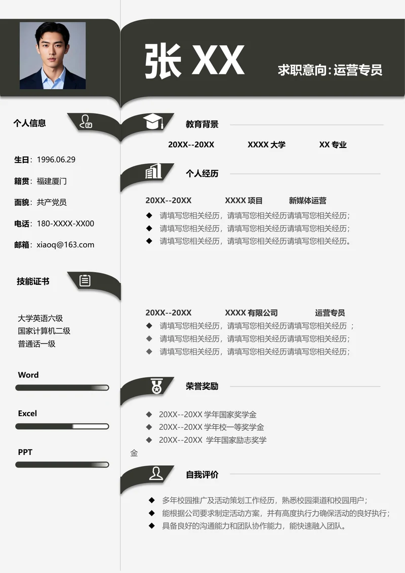 产品运营专员简历