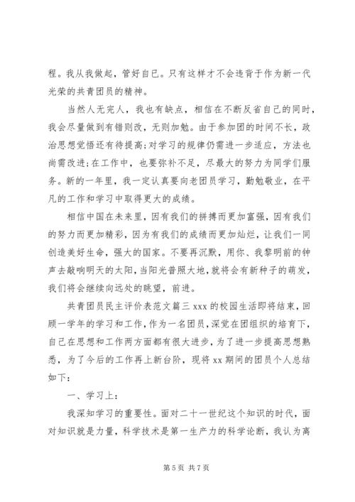 共青团员民主评价表范文.docx