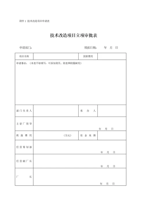 技术改造管理标准