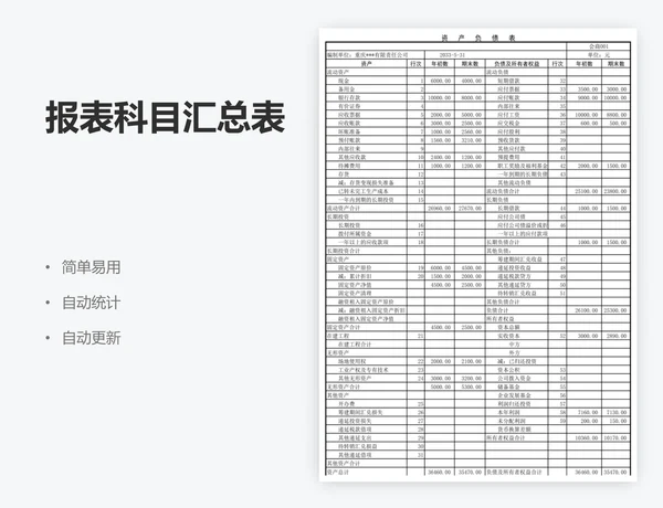 报表科目汇总表