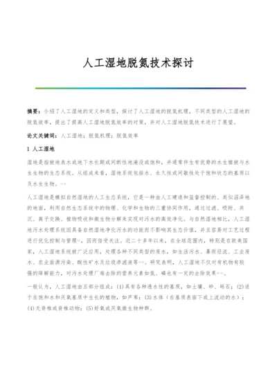 人工湿地脱氮技术探讨.docx