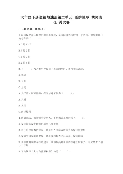六年级下册道德与法治第二单元 爱护地球 共同责任 测试卷【综合卷】.docx