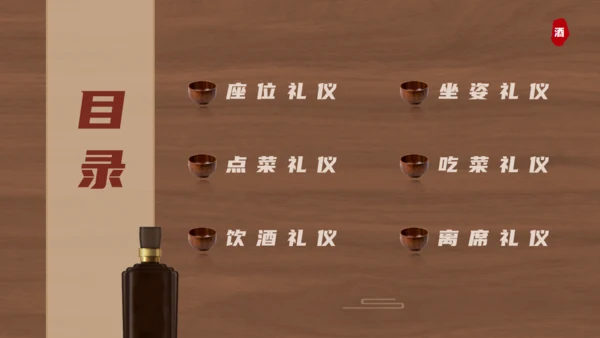 白酒文化，酒桌文化礼仪通用PPT模板