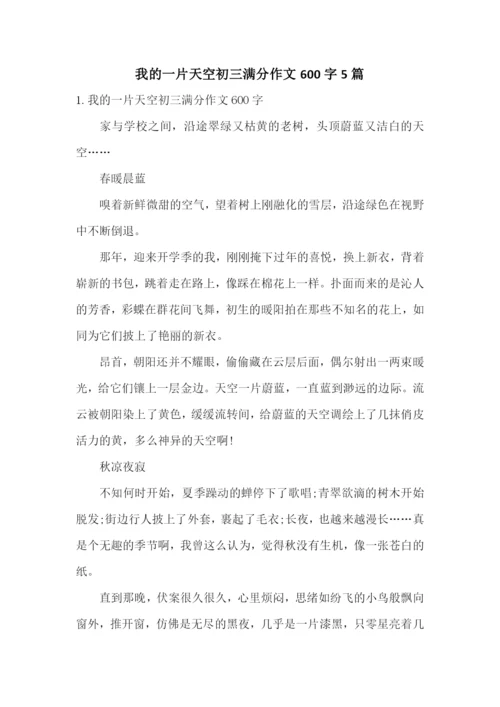 我的一片天空初三满分作文600字5篇.docx