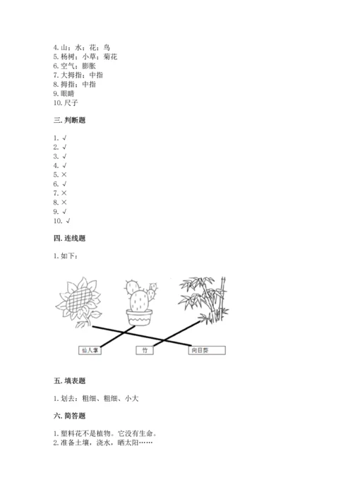 教科版科学一年级上册期末测试卷附答案【培优a卷】.docx