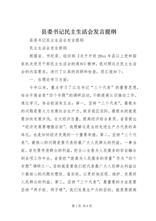 县委书记民主生活会发言提纲 (5).docx