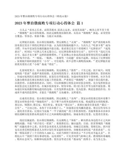 2023年整治微腐败专项行动心得体会