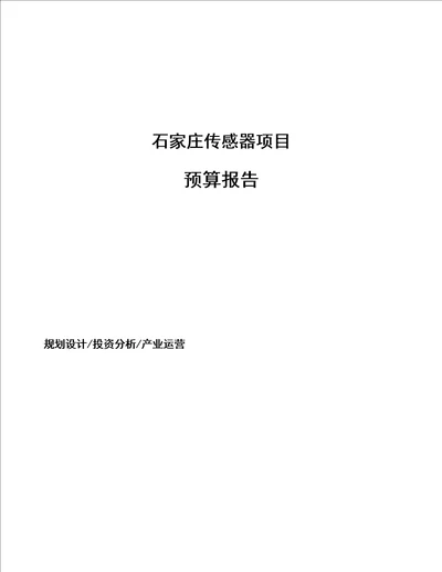 石家庄传感器项目预算报告