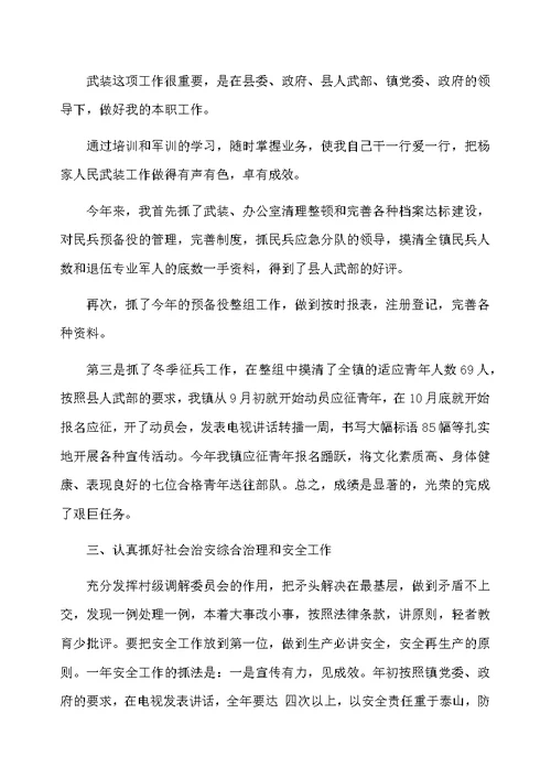 2020村民兵治保个人年终总结范文五篇