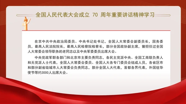 全国人民代表大会成立70周年重要讲话精神学习PPT课件