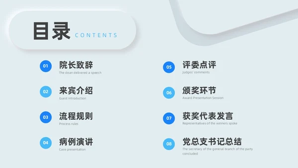 蓝色新拟态简约病例分享演讲比赛PPT模板