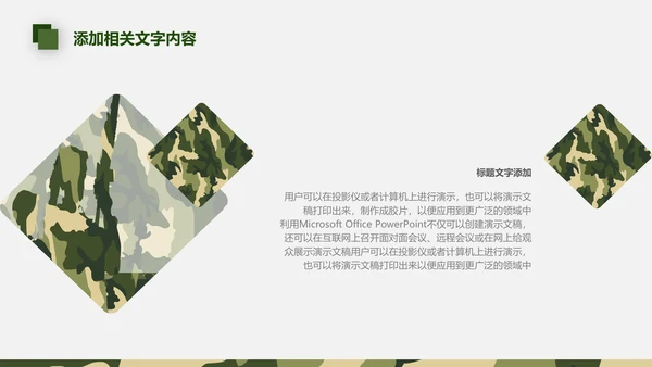 迷彩军绿战争军队特种部队武警PPT模板