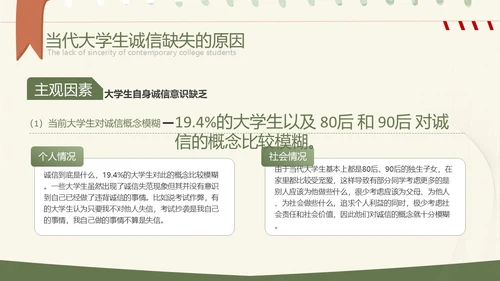 绿色小清新大学生诚信教育PPT模板主题班会