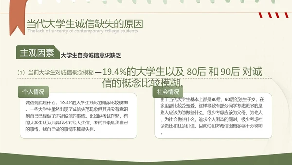 绿色小清新大学生诚信教育PPT模板主题班会