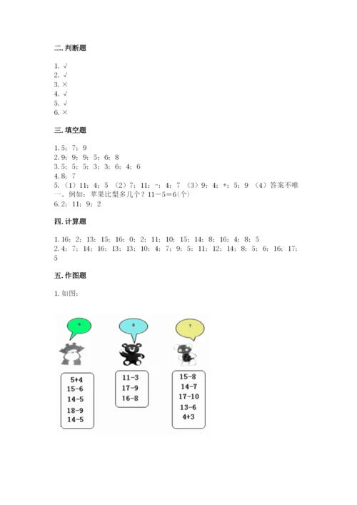 苏教版一年级下册数学第一单元-20以内的退位减法-测试卷精品(有一套).docx