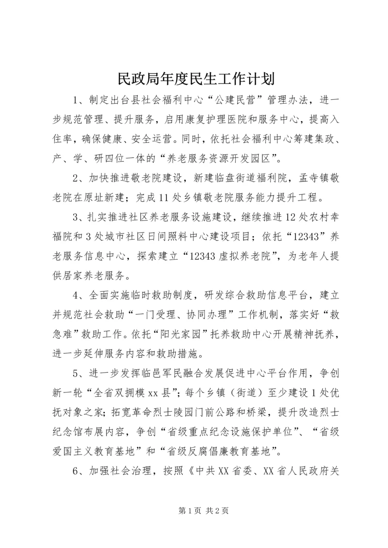 民政局年度民生工作计划.docx