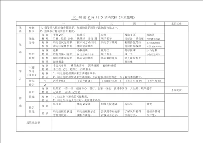 幼儿园大班周计划