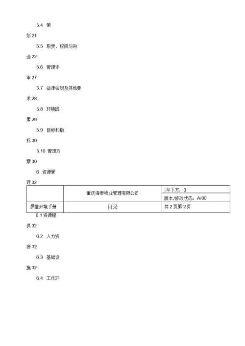 海泰物业公司质量环境手册
