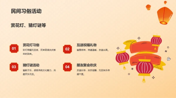橙红色喜庆插画元旦节庆祝与祝福PPT模板