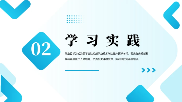 蓝色商务风临床医学专业大学生职业生涯规划职业发展展示PPT
