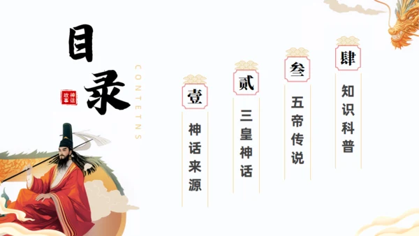 上古神话故事三皇五帝通用PPT模板