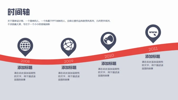 红色曲线美学汇报演示通用PPT模板