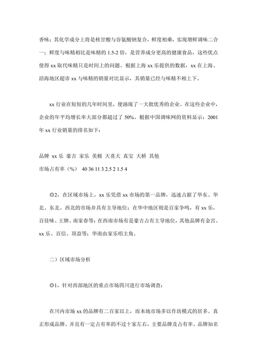 xx行业市场调查报告