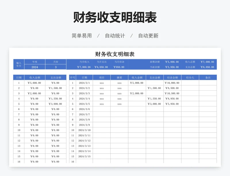 财务收支明细表