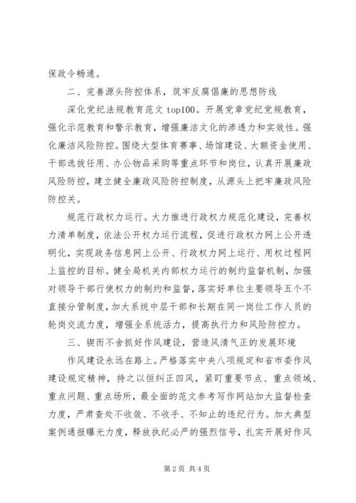 市体育局党风廉政建设工作要点.docx