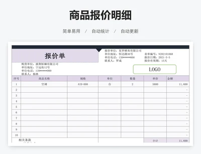 商品报价明细