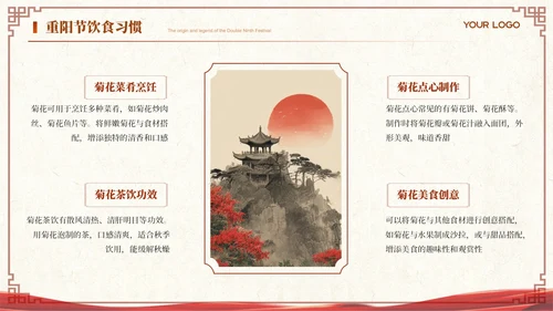 红色中国风重阳节赏析ppt模板