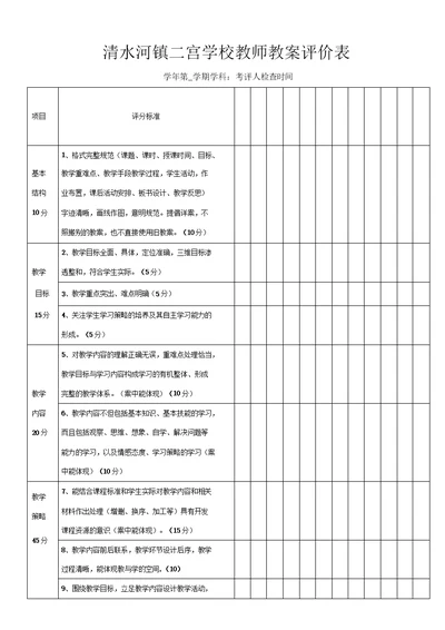 教师教案评价表