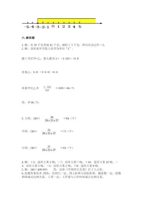 冀教版小学六年级下册数学期末综合素养测试卷附参考答案（模拟题）.docx