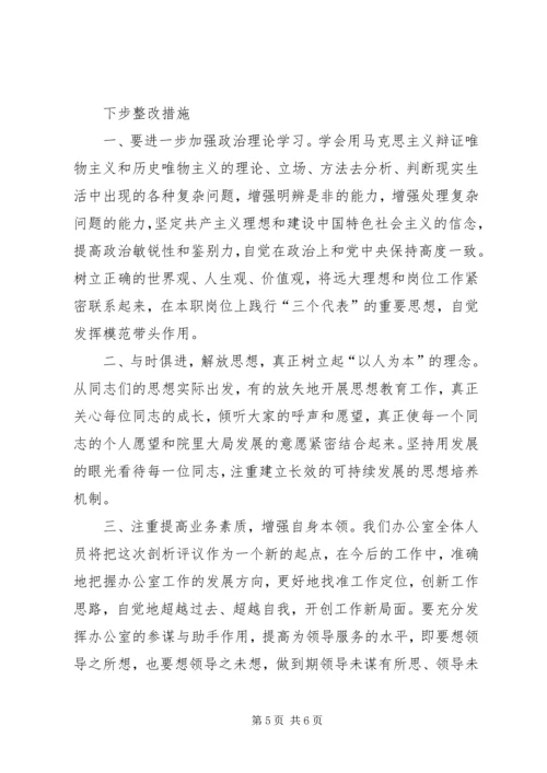 思想作风整顿活动法院办公室党支部剖析材料 (2).docx