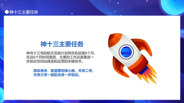 航天梦神州十三号探索宇宙发展航空PPT模板