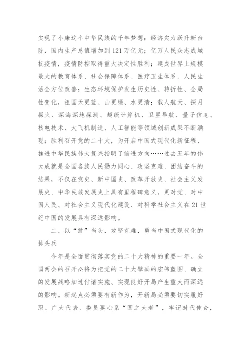 【两会】学习贯彻2023年全国两会精神研讨发言材料2篇.docx