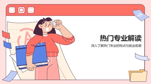 红色插画风高考志愿填报指导PPT模板