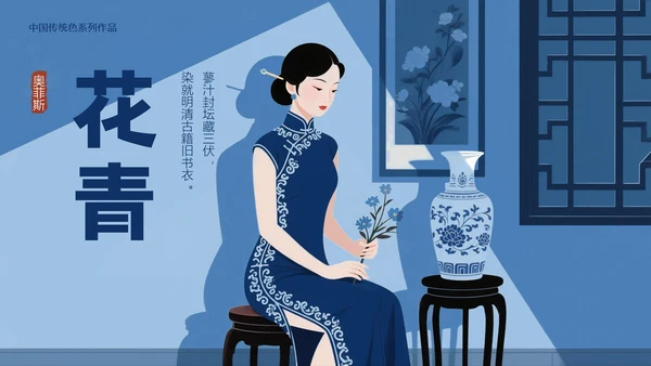 中国传统色之花青
