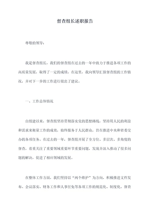 督查组长述职报告