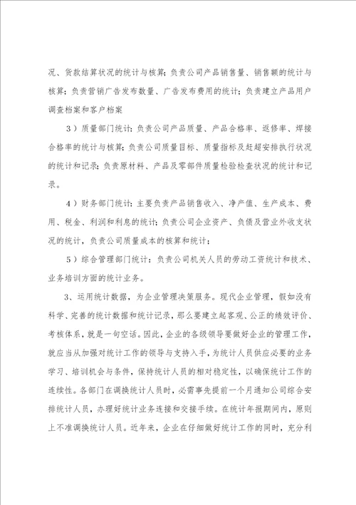 公司统计员个人工作总结