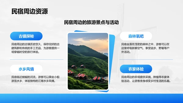 蓝色摄影风我的家乡·最美乡村旅游打卡地PPT模板