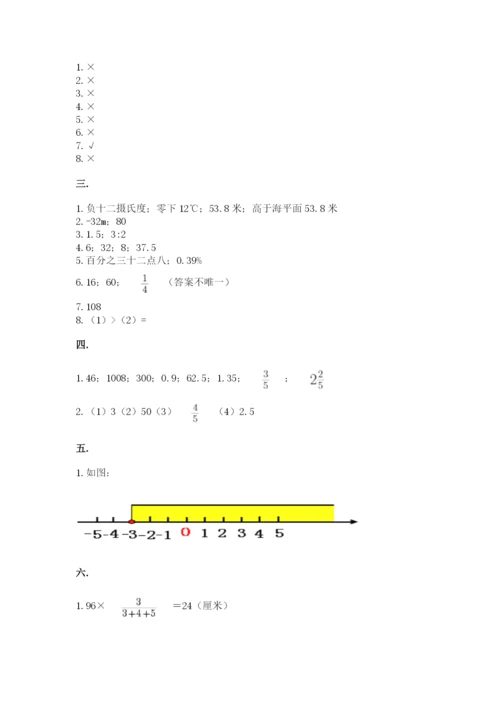 人教版数学小升初模拟试卷及完整答案【各地真题】.docx