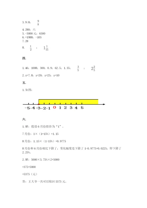 沪教版六年级数学下学期期末测试题附参考答案【达标题】.docx