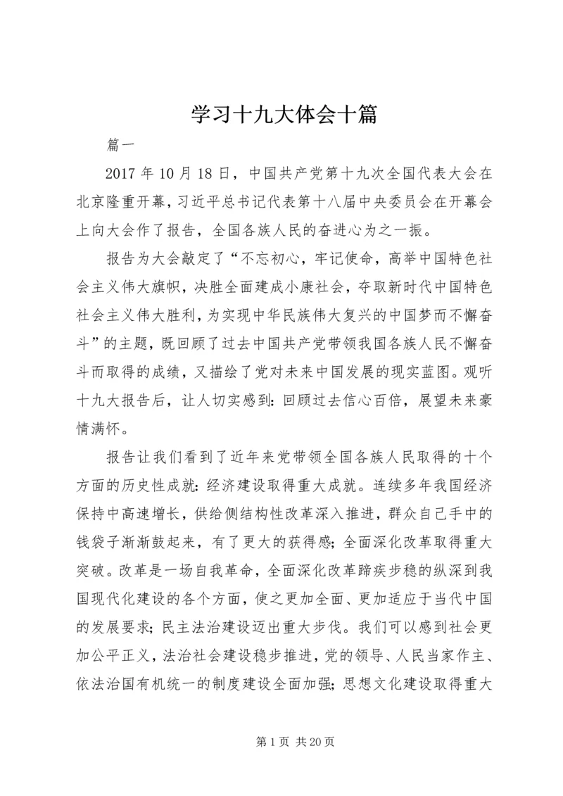 学习十九大体会十篇.docx