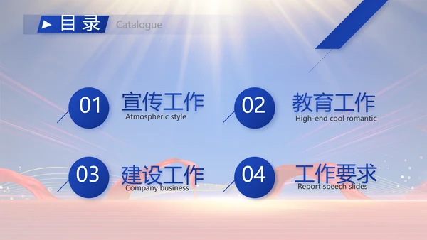 蓝色大气基层党建廉政述职报告PPT