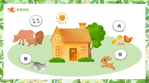 绿色可爱卡通风认识小动物知识介绍PPT世界动物日