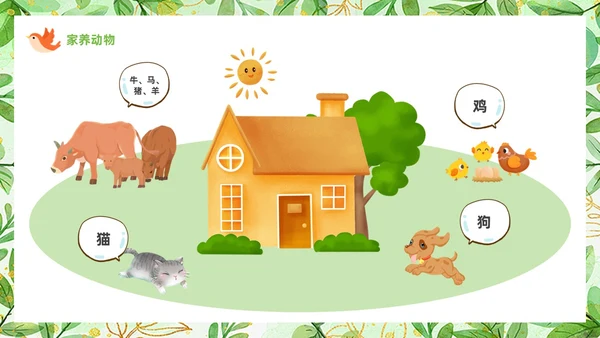 绿色可爱卡通风认识小动物知识介绍PPT世界动物日