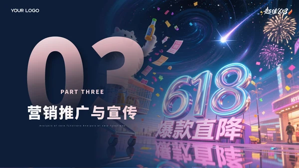 紫色商务风618宣传策划ppt模板