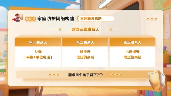 橙色3D卡通风反诈主题班会PPT模板