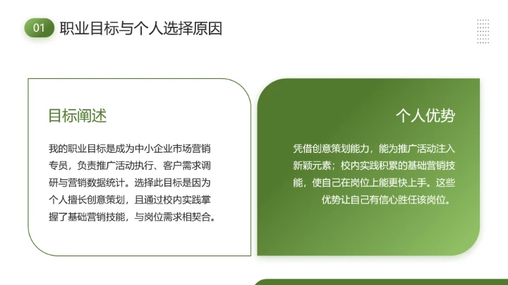 通用版大学生职业生涯发展展示职业生涯规划（市场营销方向）PPT
